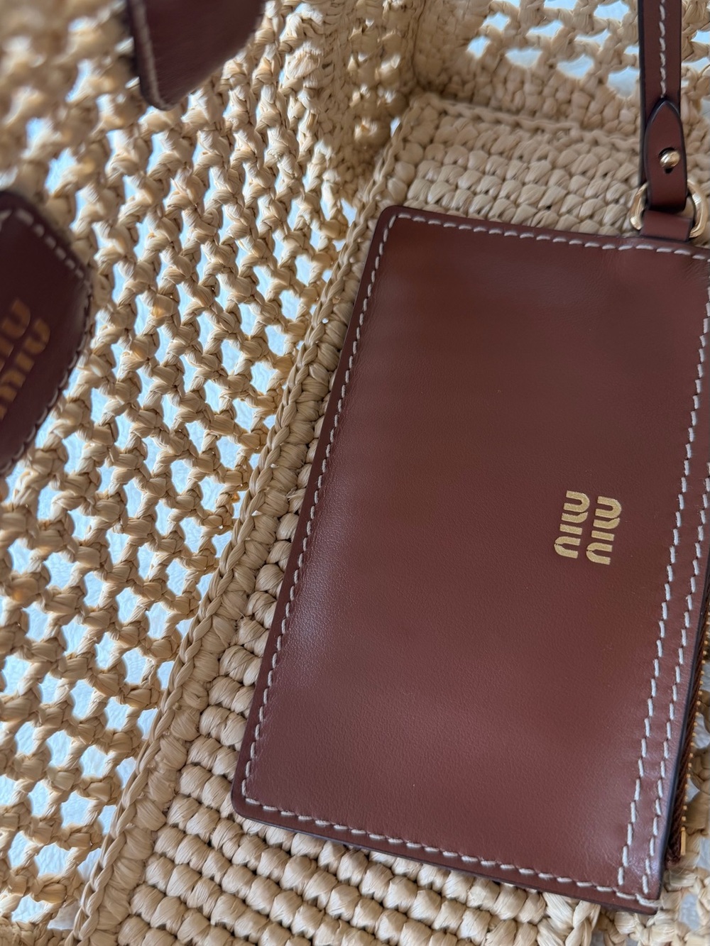 Miu Miu Tan Raffia handbag with Brown Leather Trim - Picture 3 of 5